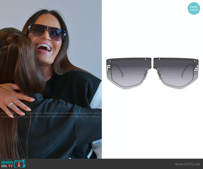 Fendi Metal Sun Rectangular Shield Sunglasses worn by Lisa Barlow on The Real Housewives of Salt Lake City