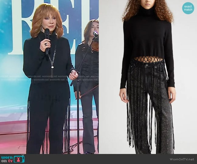 Gestuz Ayagz Fringe Turtleneck Top worn by Reba McEntire on Today