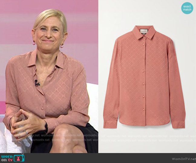 Gucci Checked silk-crepe shirt worn by Dr Elisa Port on Today