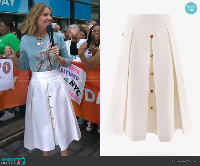 WornOnTV: Savannah’s blue cherry blossom sweater and white skirt on ...