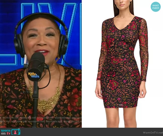 Guess Floral-Print Long-Sleeve Mini Dress worn by Deja Vu on Live with Kelly and Mark