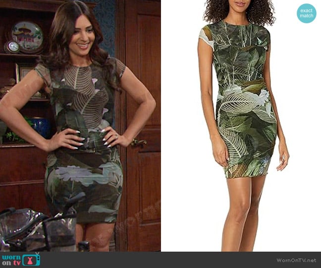 Guess Aida Dress in Moonlit Tropic Garden worn by Gabi Hernandez (Camila Banus) on Days of our Lives