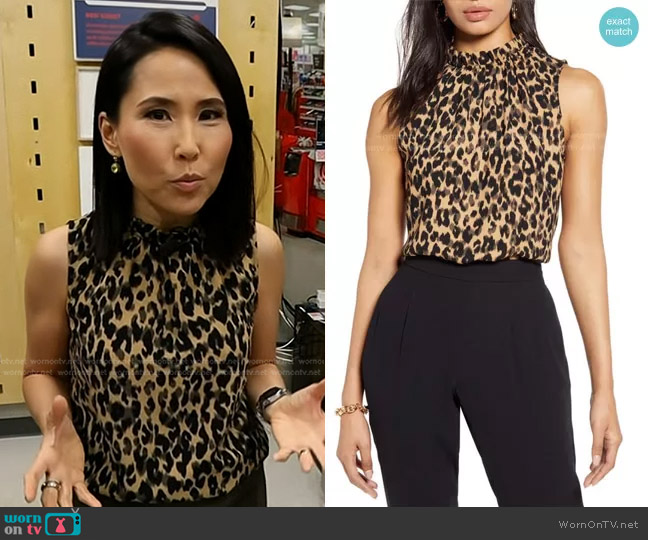 Halogen Ruffle Neck Top worn by Vicky Nguyen on Today