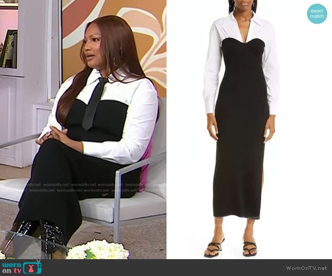 Staud Hazel Layered Mixed-Media Dress worn by Garcelle Beauvais on Today