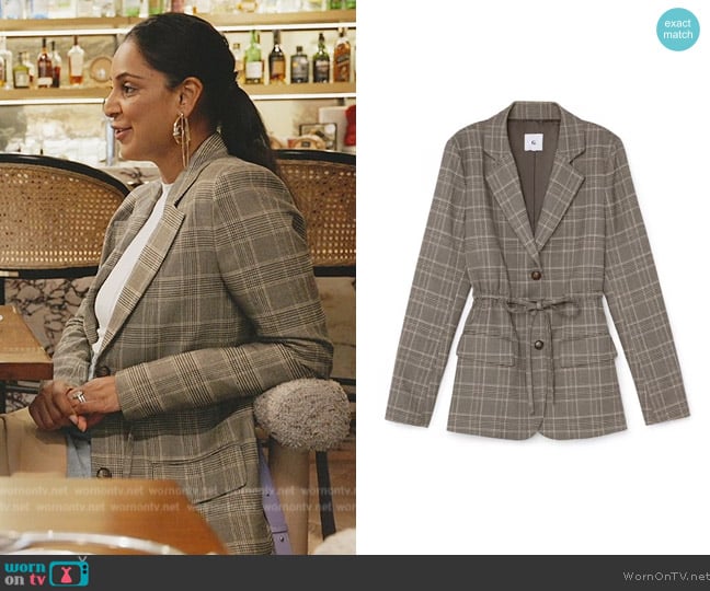 Goop  G Label Plaid Print Blazer worn by Jessel Taank on The Real Housewives of New York City