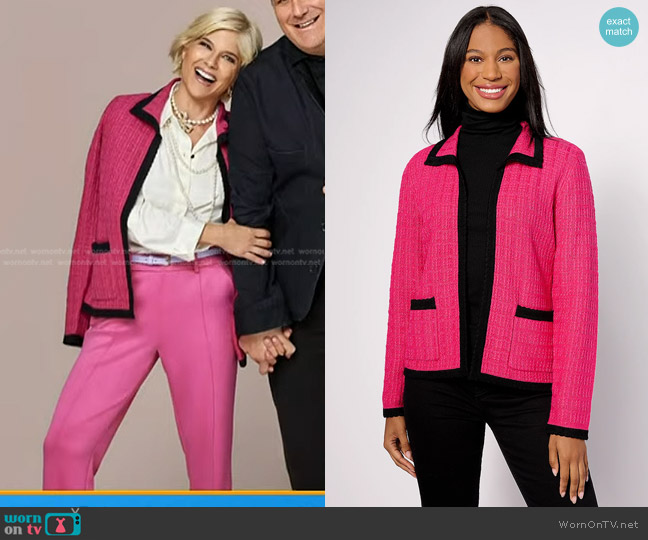 Isaac Mizrahi Live! x Selma Blair Open Front Boucle Cardigan worn by Selma Blair on Today