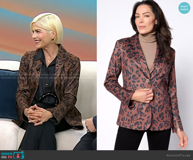 Isaac Mizrahi Live! x Selma Blair Stretch Scuba Blazer worn by Selma Blair on Today