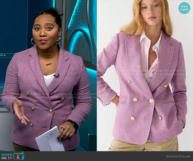 J. Crew Bristol Blazer in English Wool Herringbone worn by Kay Angrum on NBC News Daily