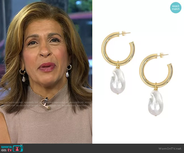 Jennifer Miller Pearl Hoop Earrings worn by Hoda Kotb on Today