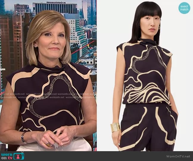 Jigsaw Sharan Ranshi Silk Top worn by Kate Snow on NBC News Daily