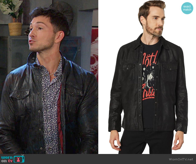 John Varvatos Lionell Leather Shirt Jacket worn by  Alex Kiriakis (Robert Scott Wilson) on Days of our Lives