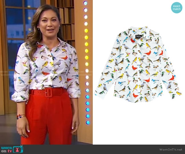 Lesley Evers Kathryn Blouse in Bird worn by Ginger Zee on Good Morning America