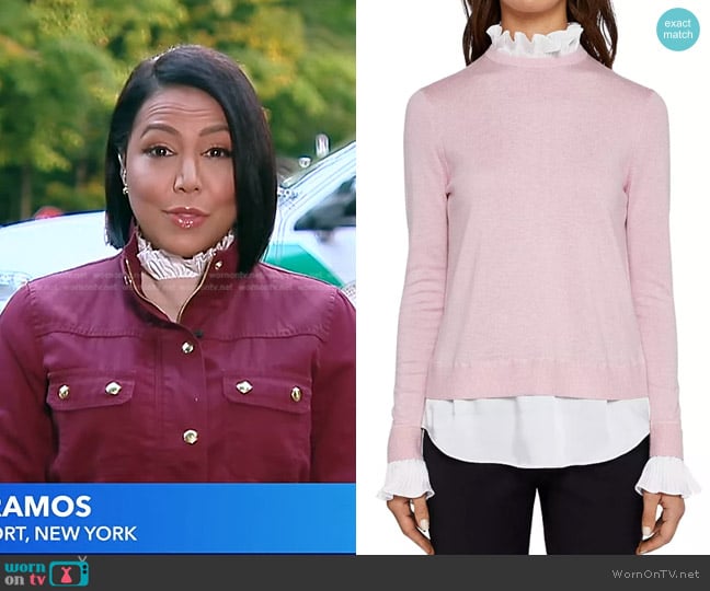 Ted Baker Kaarina Layered-Look Sweater worn by Stephanie Ramos on Good Morning America