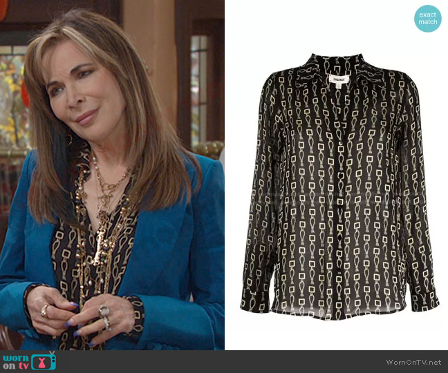 L'Agence Rope-Print Sik Shirt worn by Kate Roberts (Lauren Koslow) on Days of our Lives