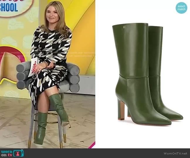 Larroudé Cindy Pointed Toe Boot in Olivine worn by Jenna Bush Hager on Today