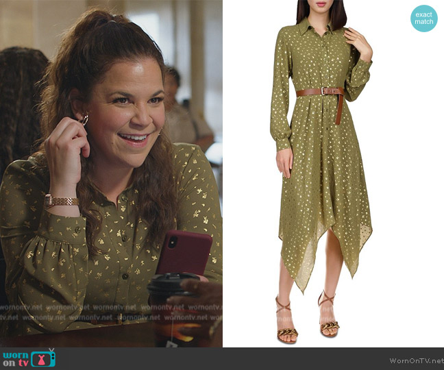 MICHAEL Michael Kors Handkerchief Hem Midi Shirt Dress worn by Sara Castillo (Lindsay Mendez) on All Rise