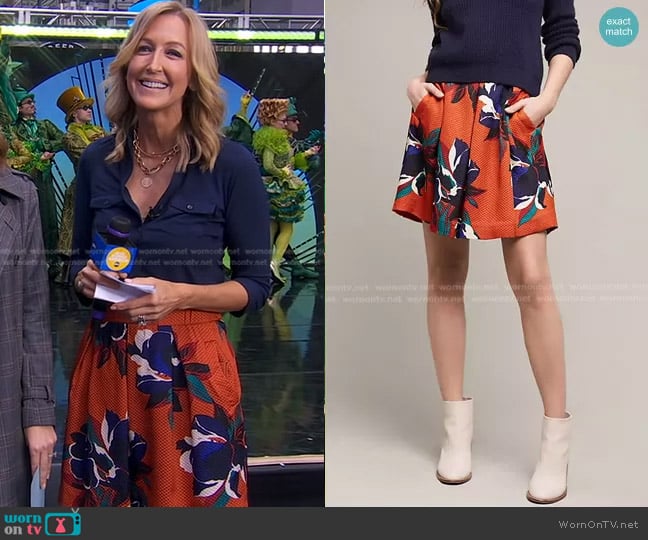 Maeve Maira Floral Skirt worn by Lara Spencer on Good Morning America