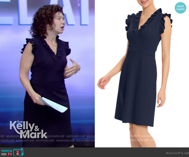 Maggy London Work Short Ruffle Sheath Dress worn by Dr Gail Saltz on Live with Kelly and Mark