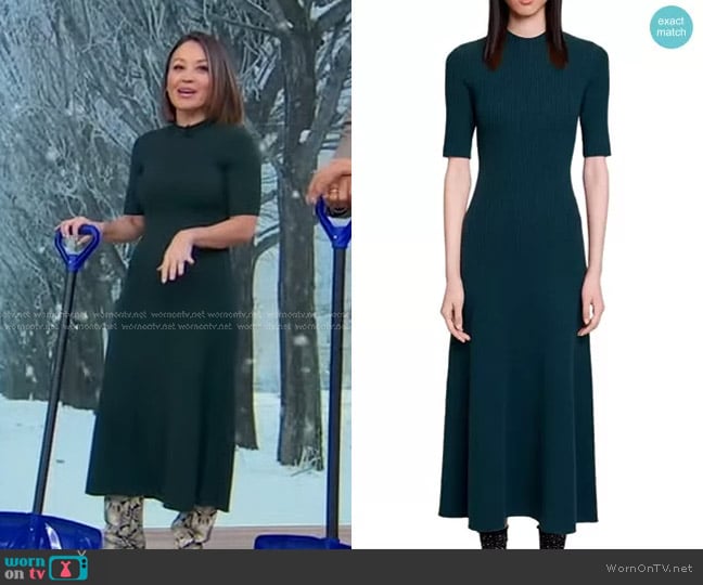 Maje Rubis Knit A-Line Dress worn by Eva Pilgrim on Good Morning America