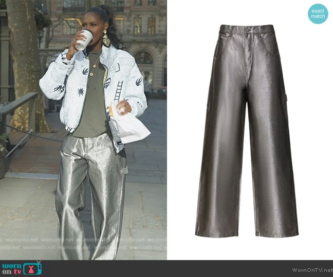 Marc Jacobs Reflective oversize jeans worn by Ubah Hassan on The Real Housewives of New York City