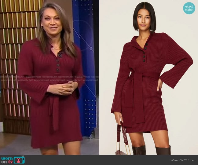 Marissa Webb Collective Henley Knit Dress worn by Ginger Zee on Good Morning America