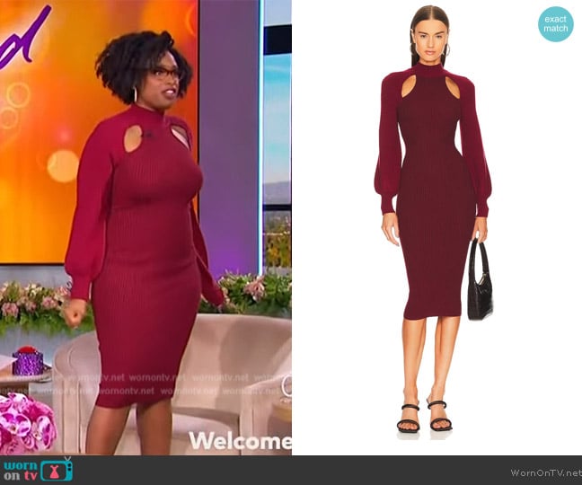 Michael Costello Sadah Midi Dress worn by Jennifer Hudson on The Jennifer Hudson Show