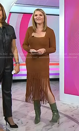 Jenna's brown fringed hem dress on Today