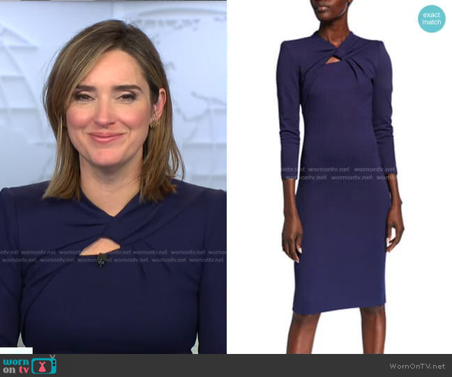 Giorgio Armani Milano Jersey Knotted-Neck Bodycon Dress worn by Margaret Brennan on CBS Evening News