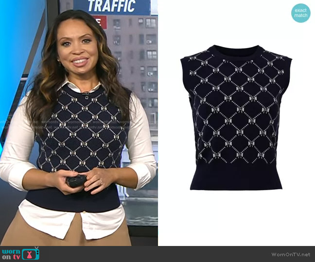 Maje Milia Jacquard Bow Knit Shell worn by Adelle Caballero on Today