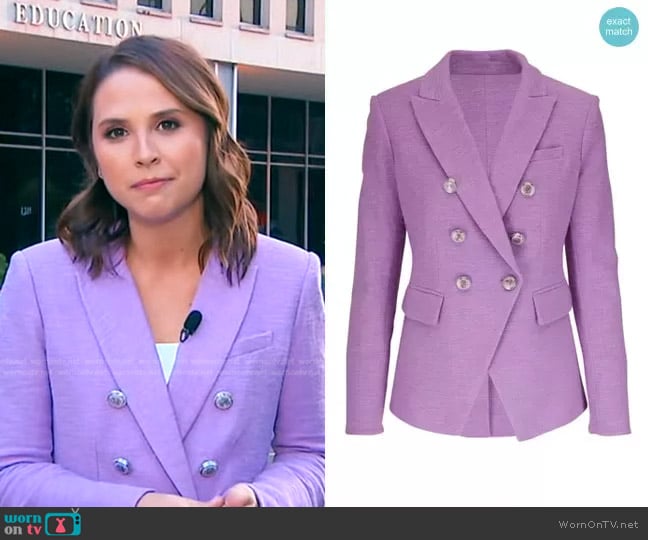 Veronica Beard Miller Dickey Jacket in in Violet worn by Elizabeth Schulze on Good Morning America