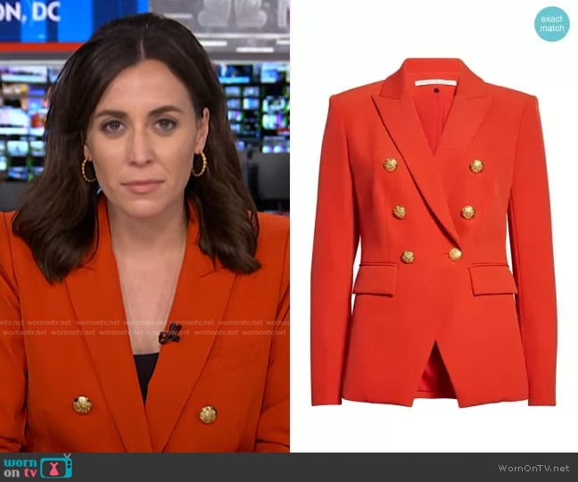 Veronica Beard Miller Dickey Jacket in Flame Red worn by Hallie Jackson on NBC News Daily