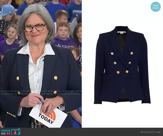 Veronica Beard Miller Dickey Jacket in Navy with Gold Buttons worn by Cynthia McFadden on Today