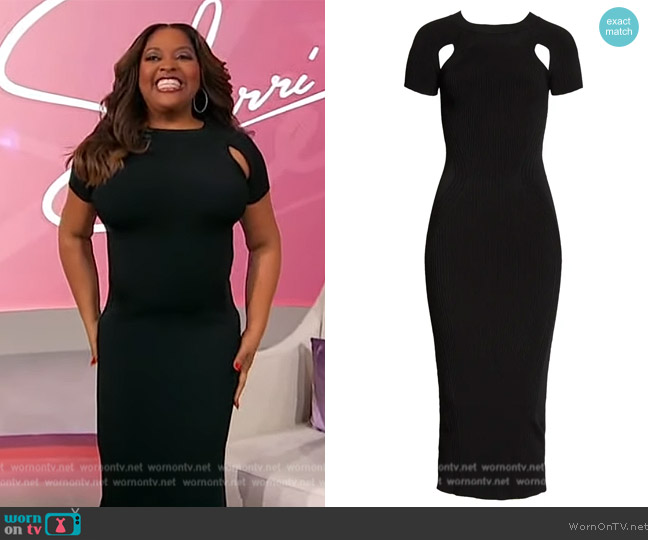 Mugler Cutout Ribbed Body-Con Midi Dress worn by Sherri Shepherd on Sherri