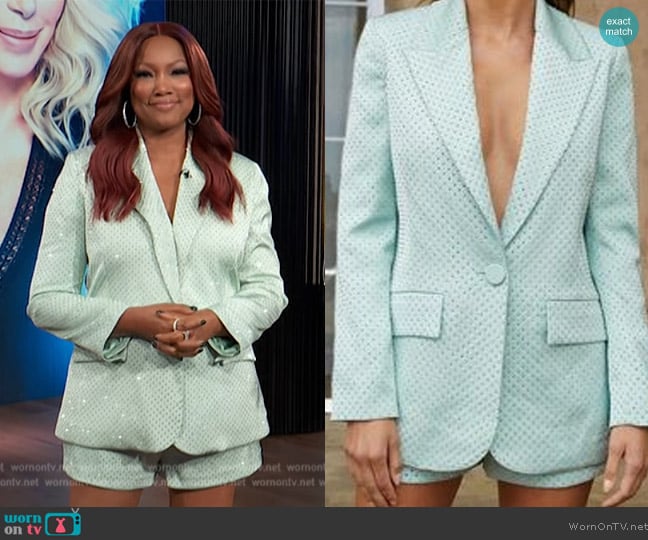 Nadine Merabi Kira Mint Green Blazer worn by Garcelle Beauvais on E! News