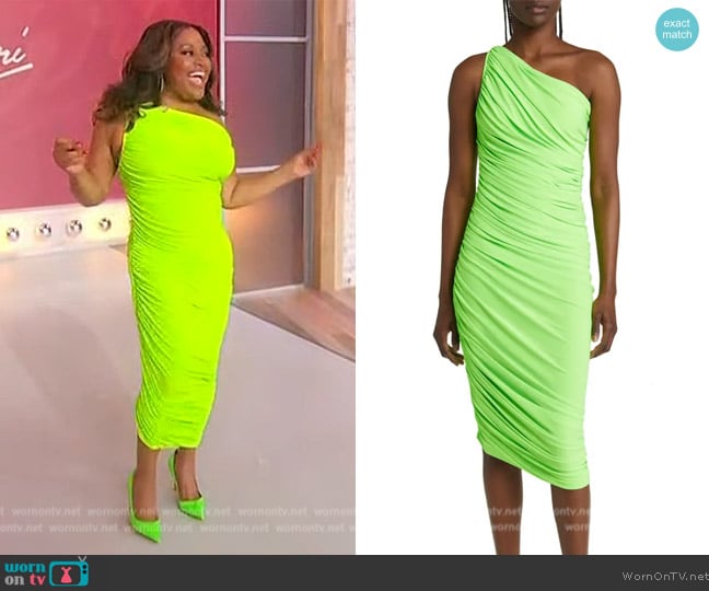 Norma Kamali Diana Ruched One-Shoulder Body-Con Dress worn by Sherri Shepherd on Sherri