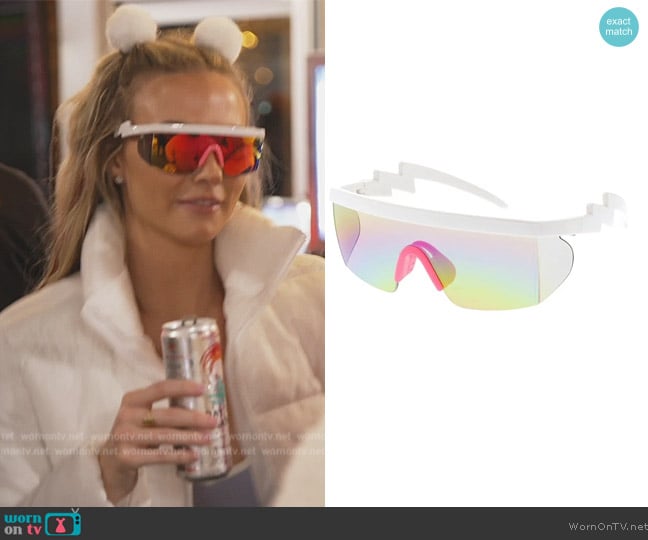 Sunglass LA Oversize Semi Rimless Goggle Shield Sunglasses Mirrored worn by Taylor Ann Green on Southern Charm