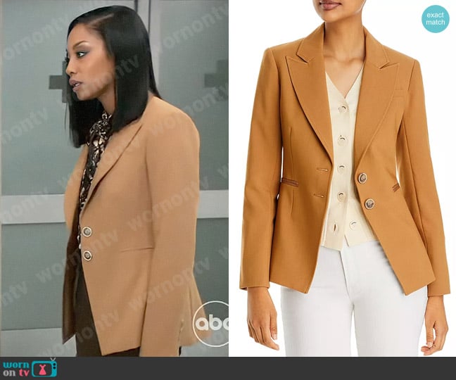 Paige Chelsee Blazer in Caramel worn by Jordan Ashford (Tanisha Mariko Harper) on General Hospital