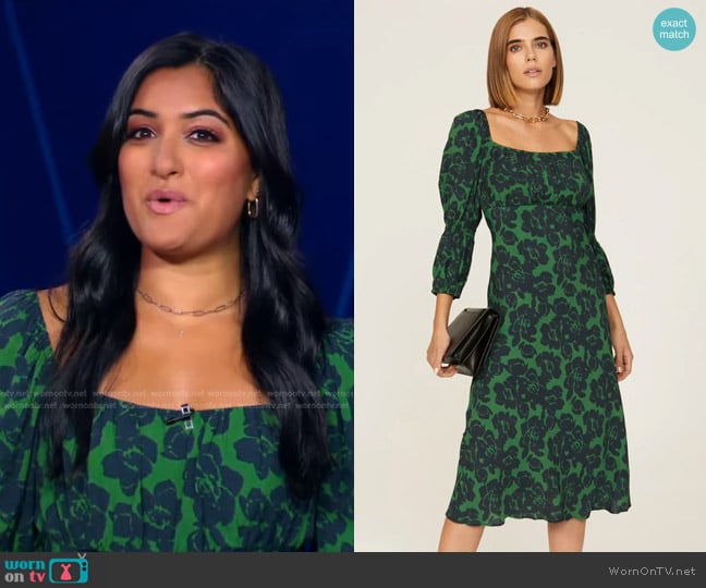 Peter Som Collective Scoop Neck Midi Dress worn by Reena Roy on Good Morning America