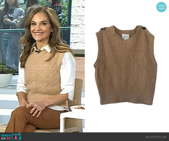 Pink Rose Cable Knit Sweater Vest worn by Joy Bauer on Today