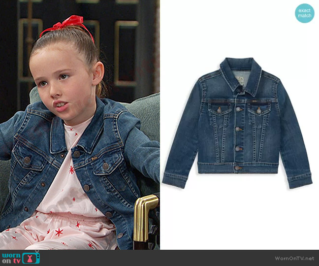 Polo Ralph Lauren Little Girl's & Girl's Denim Trucker Jacket worn by Rachel Black (Finley Rose Slater) on Days of our Lives