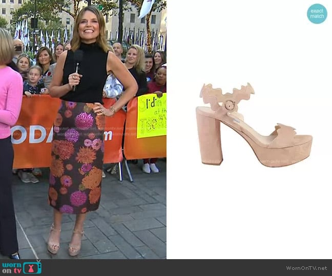 Prada Scalloped Suede Platform Sandal worn by Savannah Guthrie on Today