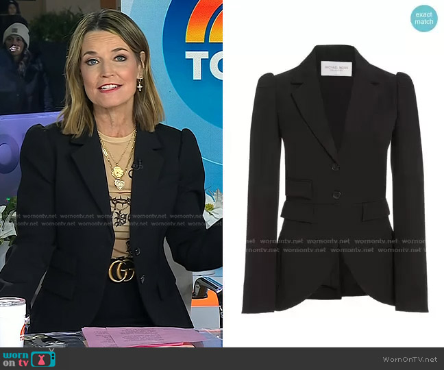 Michael Kors Puffed-Sleeve Gabardine Blazer worn by Savannah Guthrie on Today