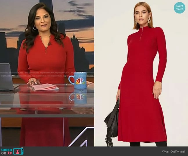 Jason Wu Collective Quarter Zip Dress in Red worn by Darlene Rodriguez on Today