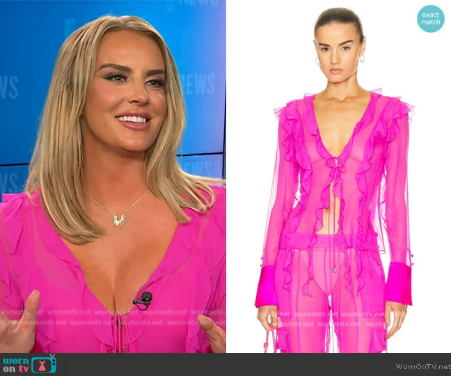 Retrofete Aviva Silk Blouse worn by Whitney Rose on E! News