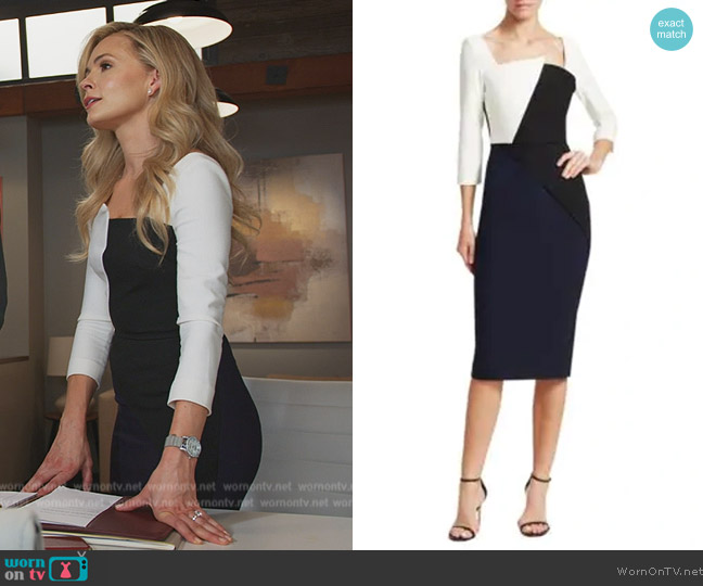 Roland Mouret Hughes Contrast Panel Dress worn by Amy Quinn (Lindsey Gort) on All Rise