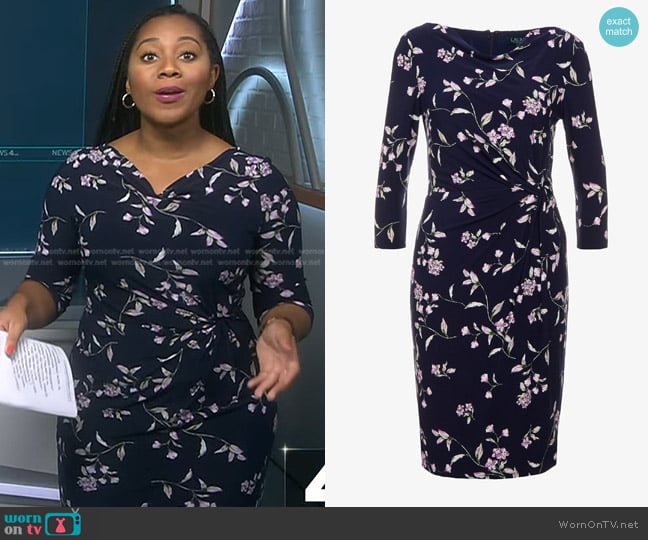 WornOnTV: Kay’s navy floral cowl neck dress on NBC News Daily | Kay ...