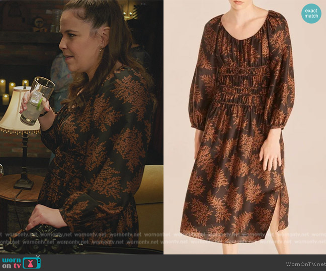 Rebecca Taylor Arden Fern Silk Midi Dress worn by Sara Castillo (Lindsay Mendez) on All Rise