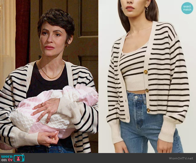 Reformation Varenne Cashmere Tank And Cardi Set worn by Sarah Horton (Linsey Godfrey) on Days of our Lives