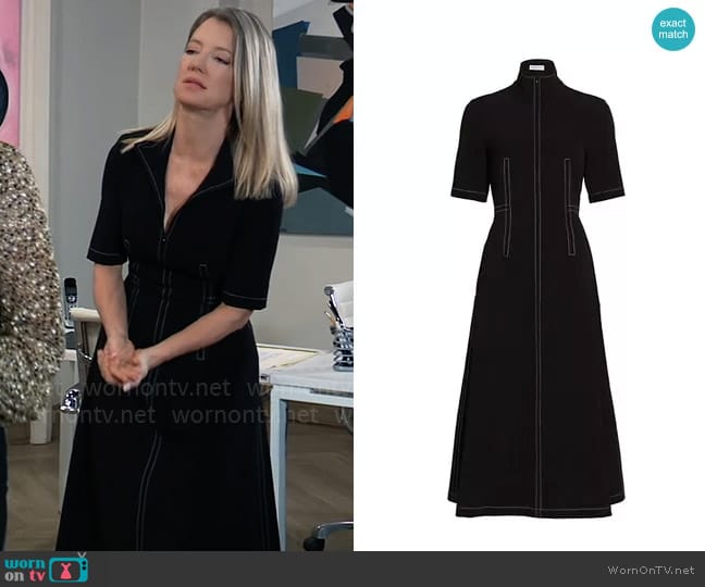 Rosetta Getty Short-Sleeve Zip-Up Dress worn by Nina Reeves (Cynthia Watros) on General Hospital