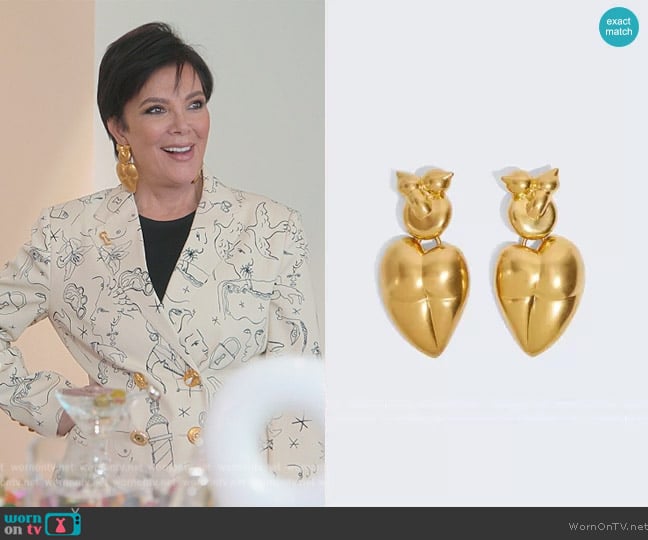 Schiaparelli Bust and Heart Earrings worn by Kris Jenner (Kris Jenner) on The Kardashians